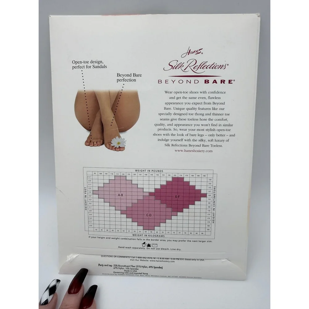 Hanes Silk Reflections Toeless Pantyhose CD Beyond Bisque Control‎ Top NWT